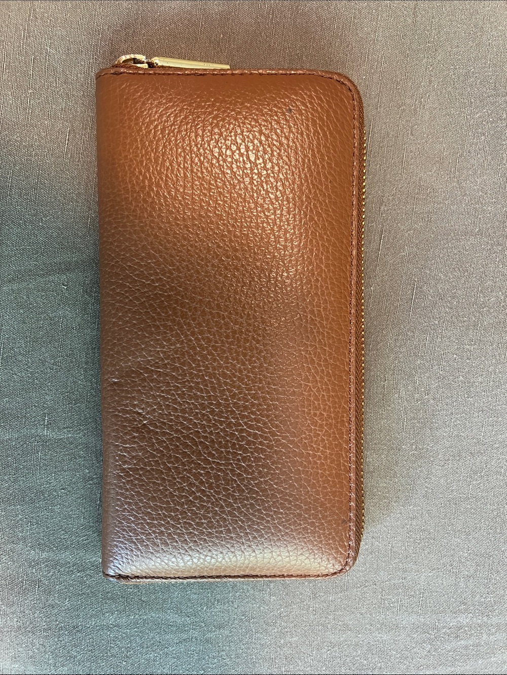 Cuyana Brown Leather Zip Wallet